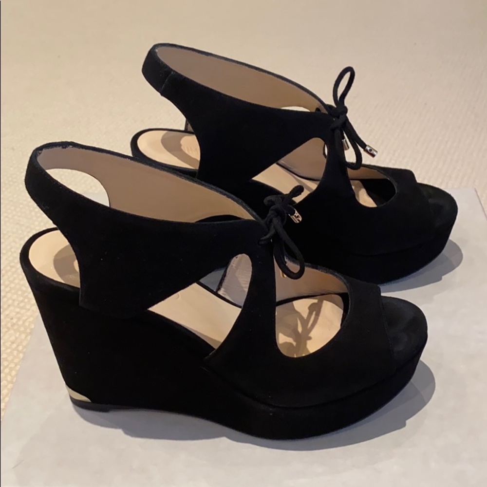 Jimmy Choo Black Suede Wedge Sandals - Picture 3 of 4
